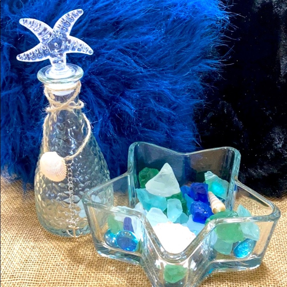 Starfish Pebble Texture Seaside Glass set decor